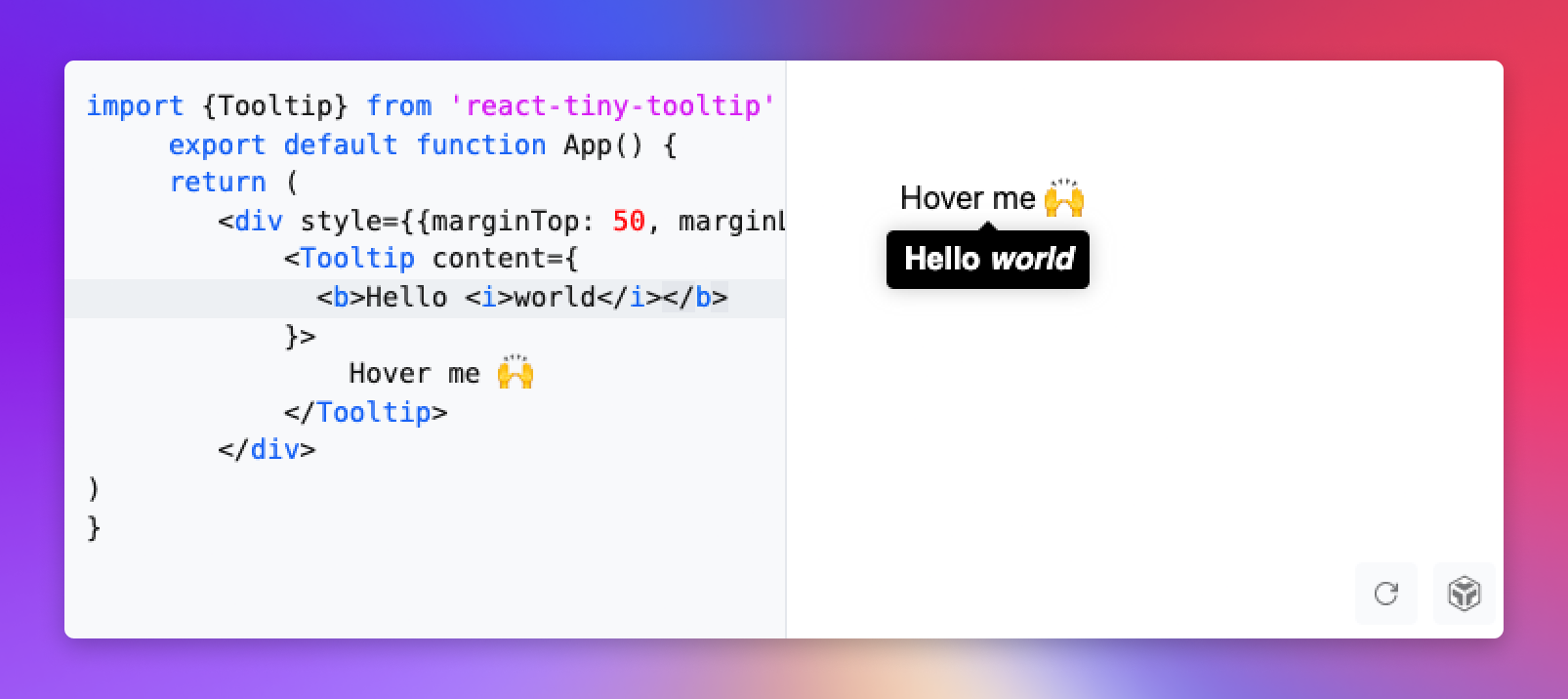React components in tooltip content